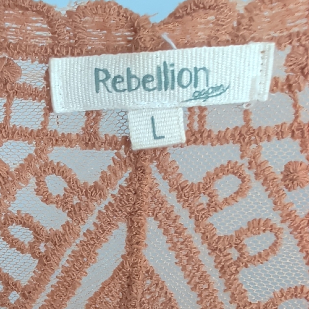 Rebellion Lace Cardigan in Warm Tan - Picture 4 of 4